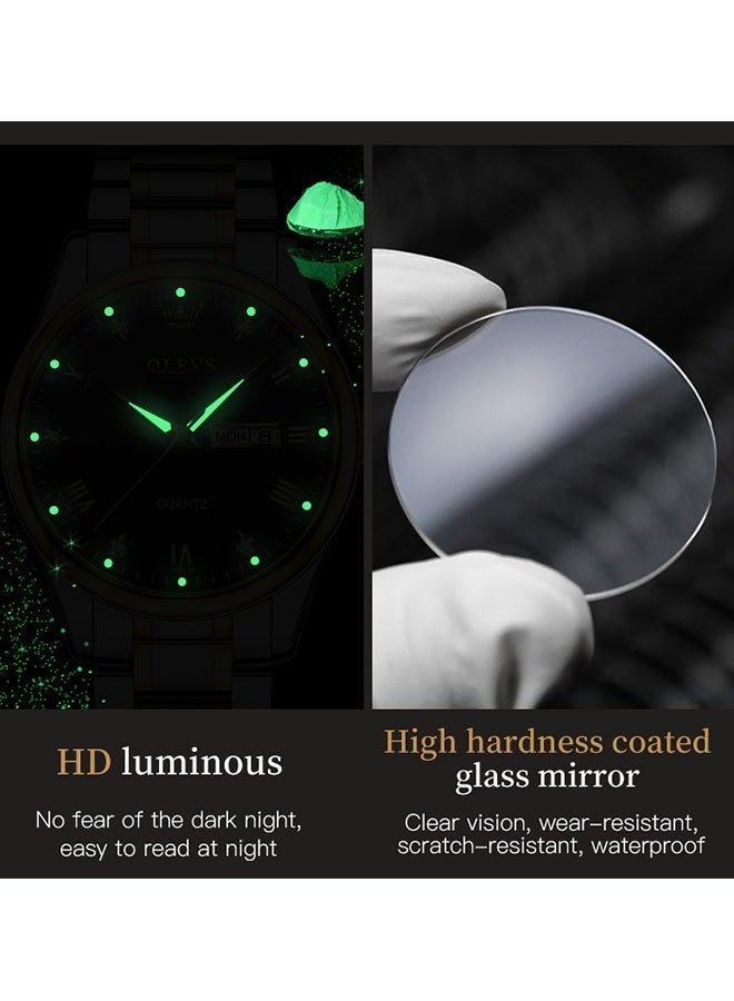 أوليفز ساعات رجالية فاخرة كوارتز مقاومة للماء ومضيئة من أفضل الماركات للرجال ساعات يد رجالية كوارتز تناظرية مرصعة بالألماس - Image 2